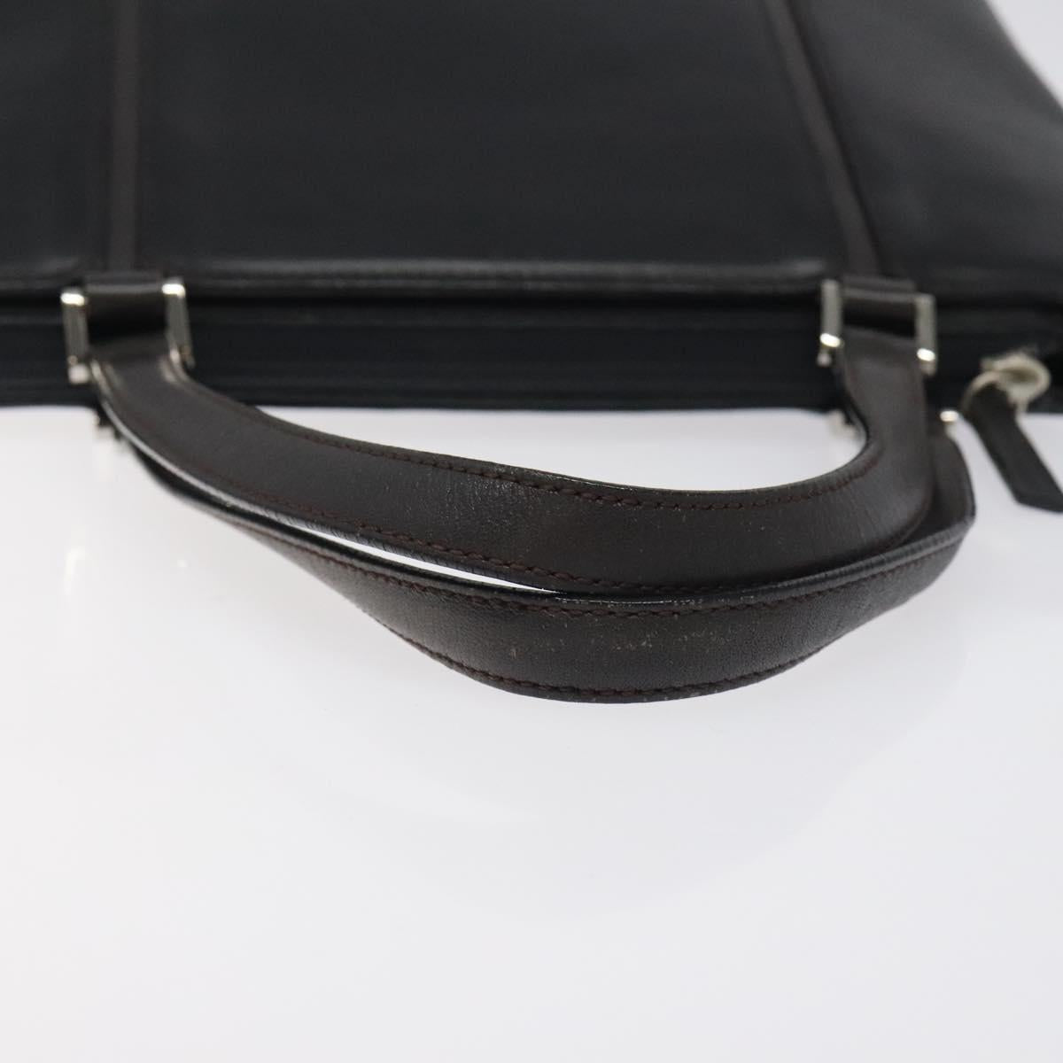 BURBERRY Hand Bag Leather Black Silver Auth ti3045
