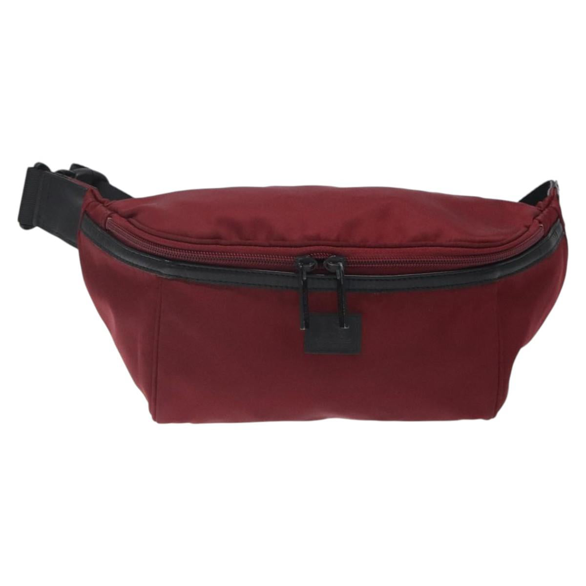 BURBERRY Black label Waist bag Nylon Red Auth ti3060