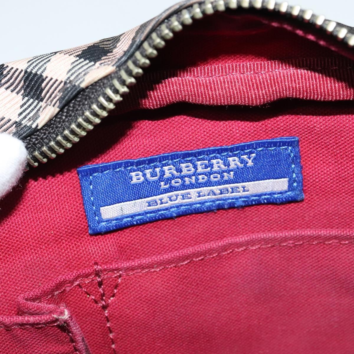 BURBERRY Nova Check Blue Label Shoulder Bag Nylon Brown Silver Auth ti3061