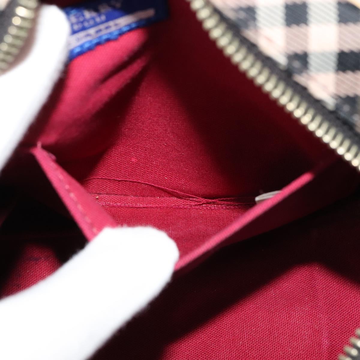 BURBERRY Nova Check Blue Label Shoulder Bag Nylon Brown Silver Auth ti3061