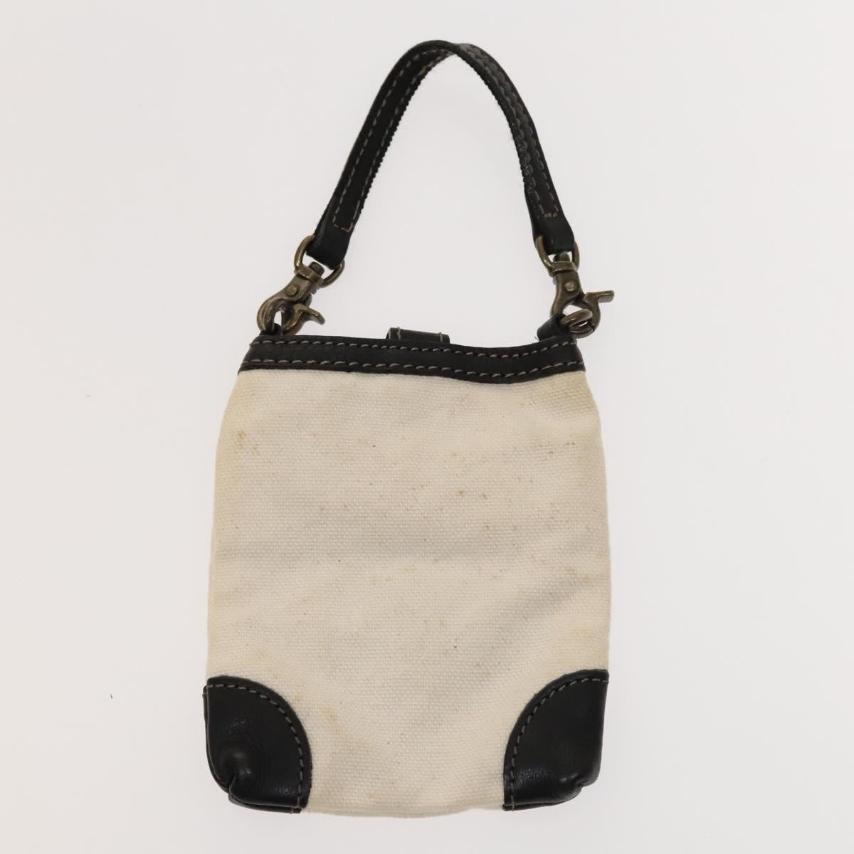 BURBERRY Tote Bag Canvas White Auth ti3062