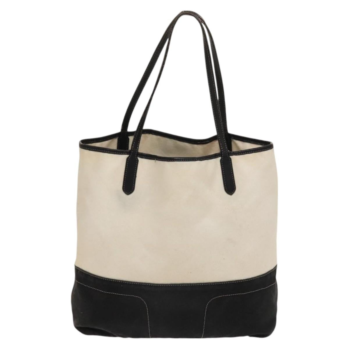 BURBERRY Tote Bag Canvas White Auth ti3062