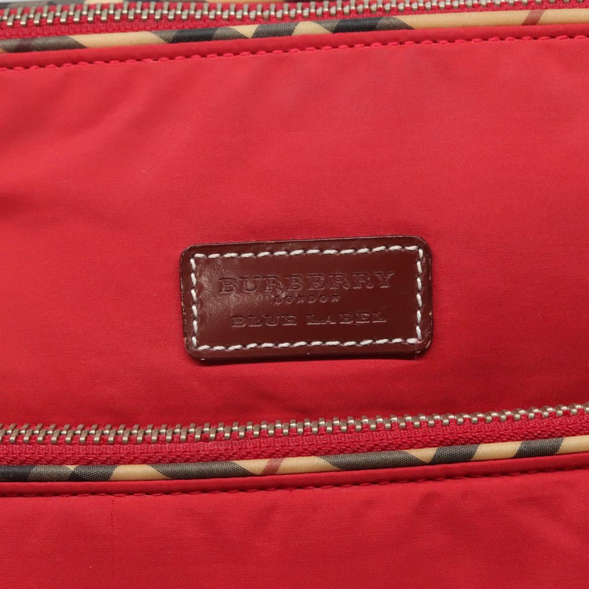 BURBERRY Blue Label Shoulder Bag Nylon Red Silver Auth ti3065