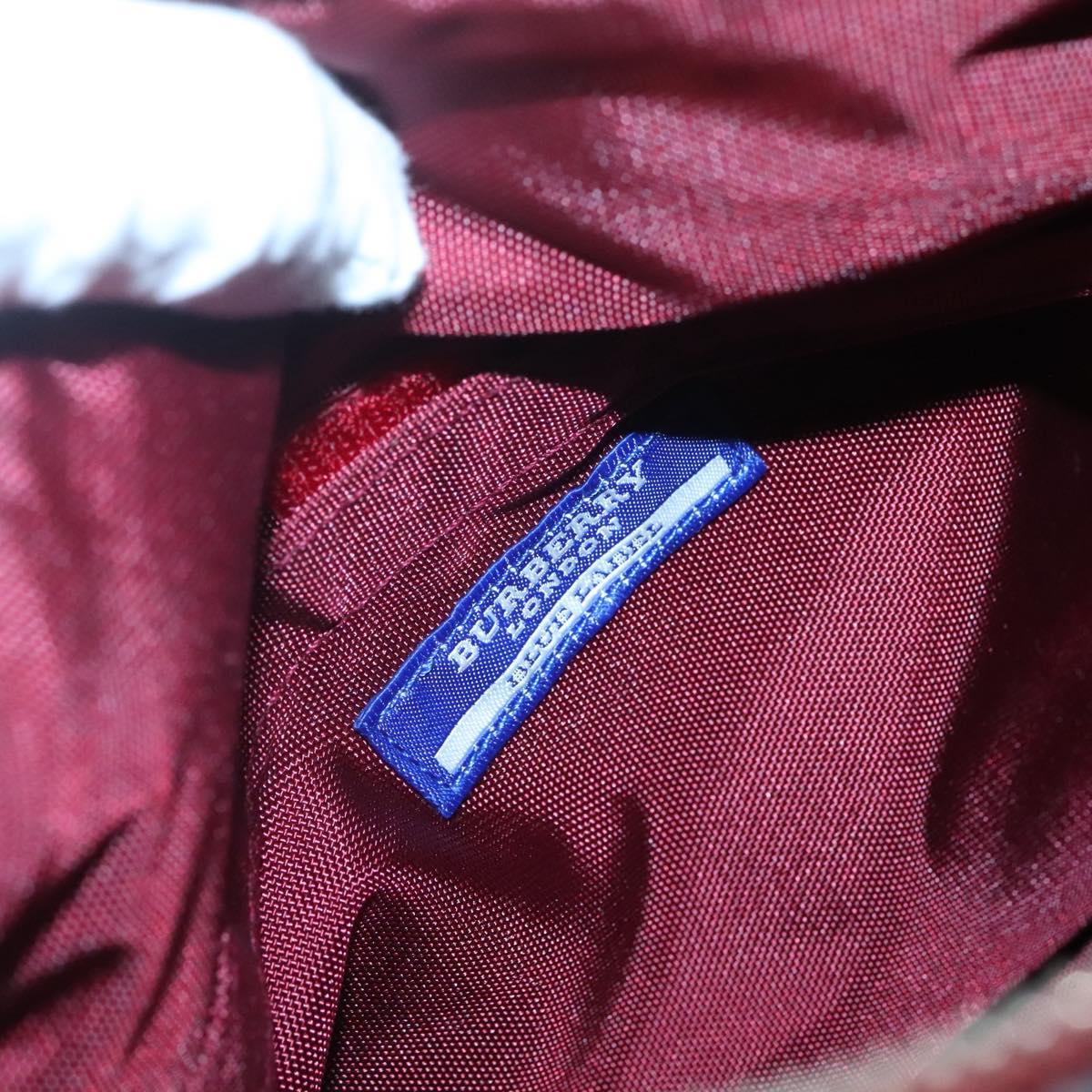 BURBERRY Blue Label Shoulder Bag Nylon Red Silver Auth ti3065