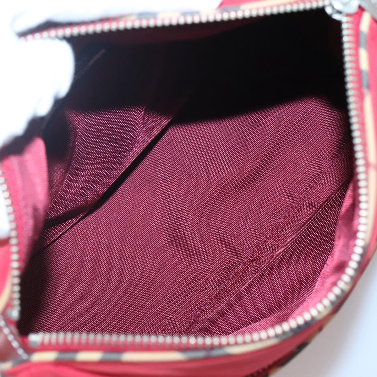 BURBERRY Blue Label Shoulder Bag Nylon Red Silver Auth ti3065