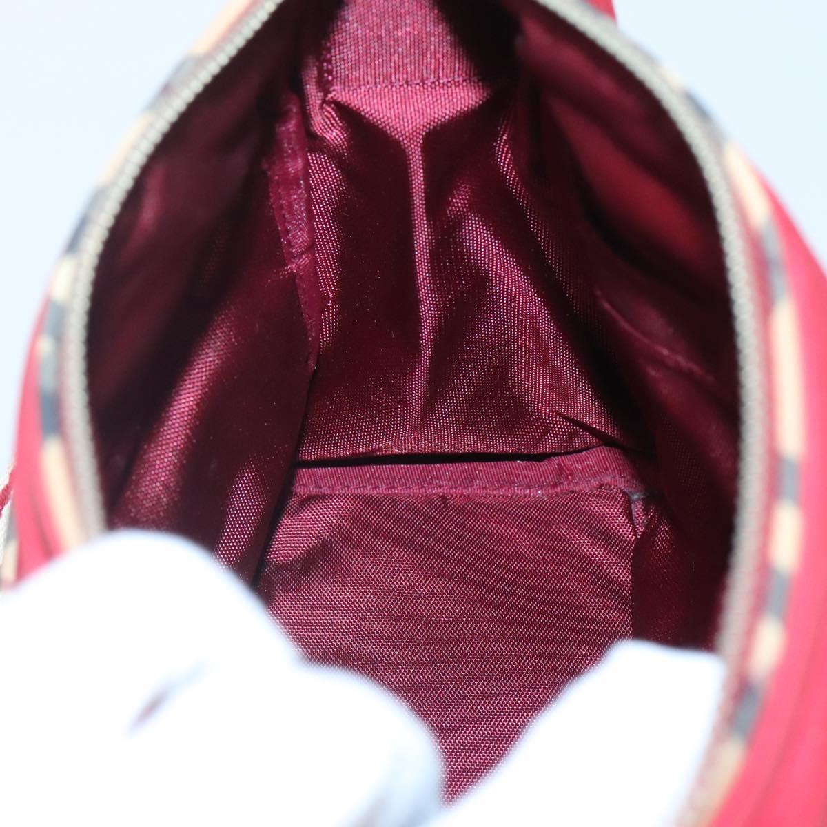 BURBERRY Blue Label Shoulder Bag Nylon Red Silver Auth ti3065