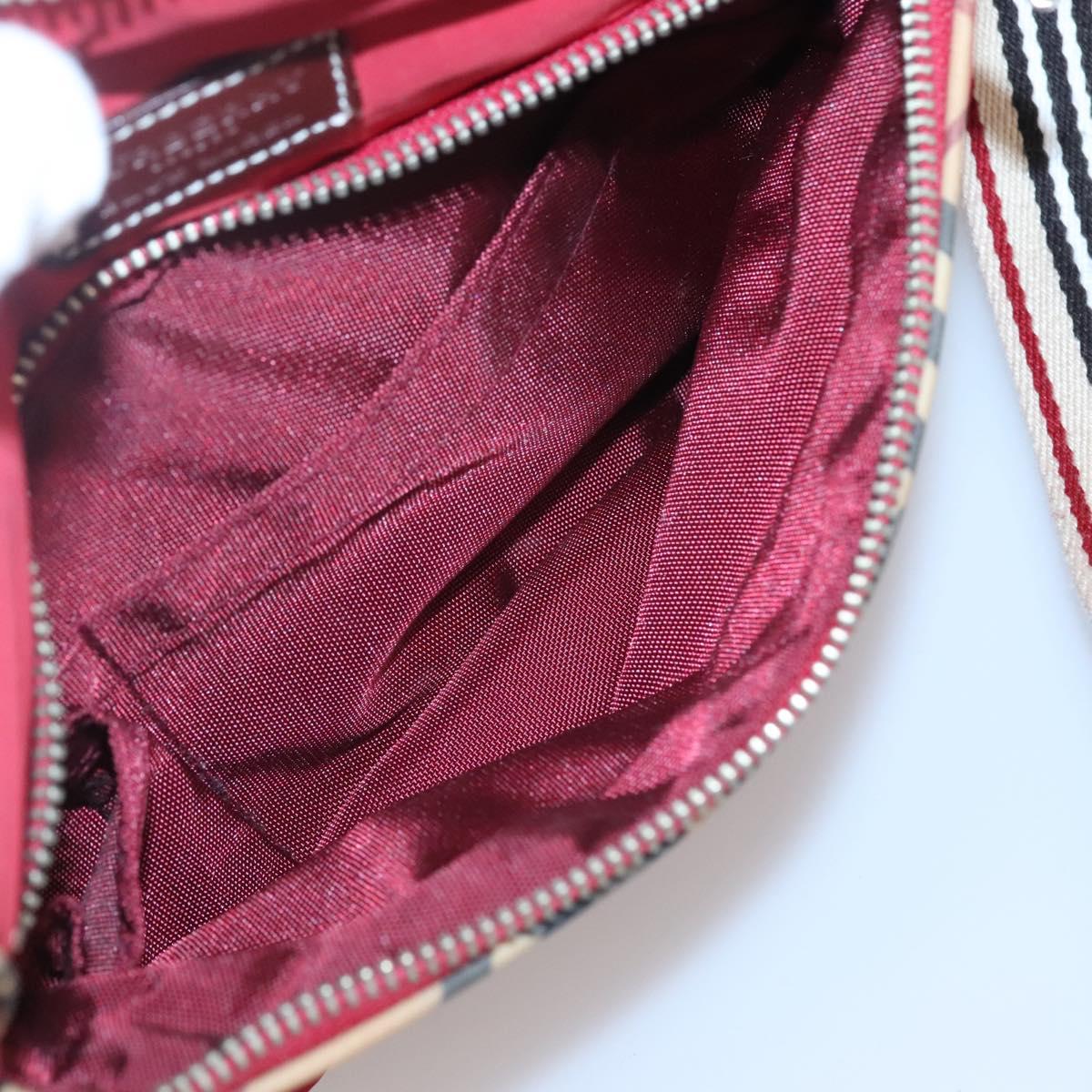 BURBERRY Blue Label Shoulder Bag Nylon Red Silver Auth ti3065