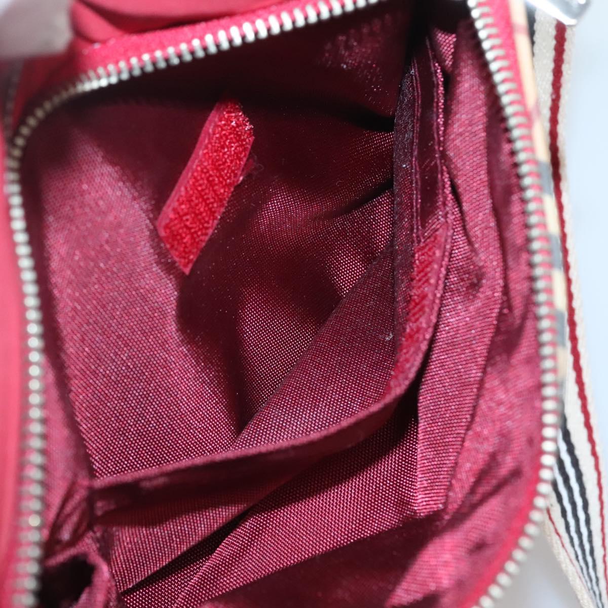 BURBERRY Blue Label Shoulder Bag Nylon Red Silver Auth ti3065