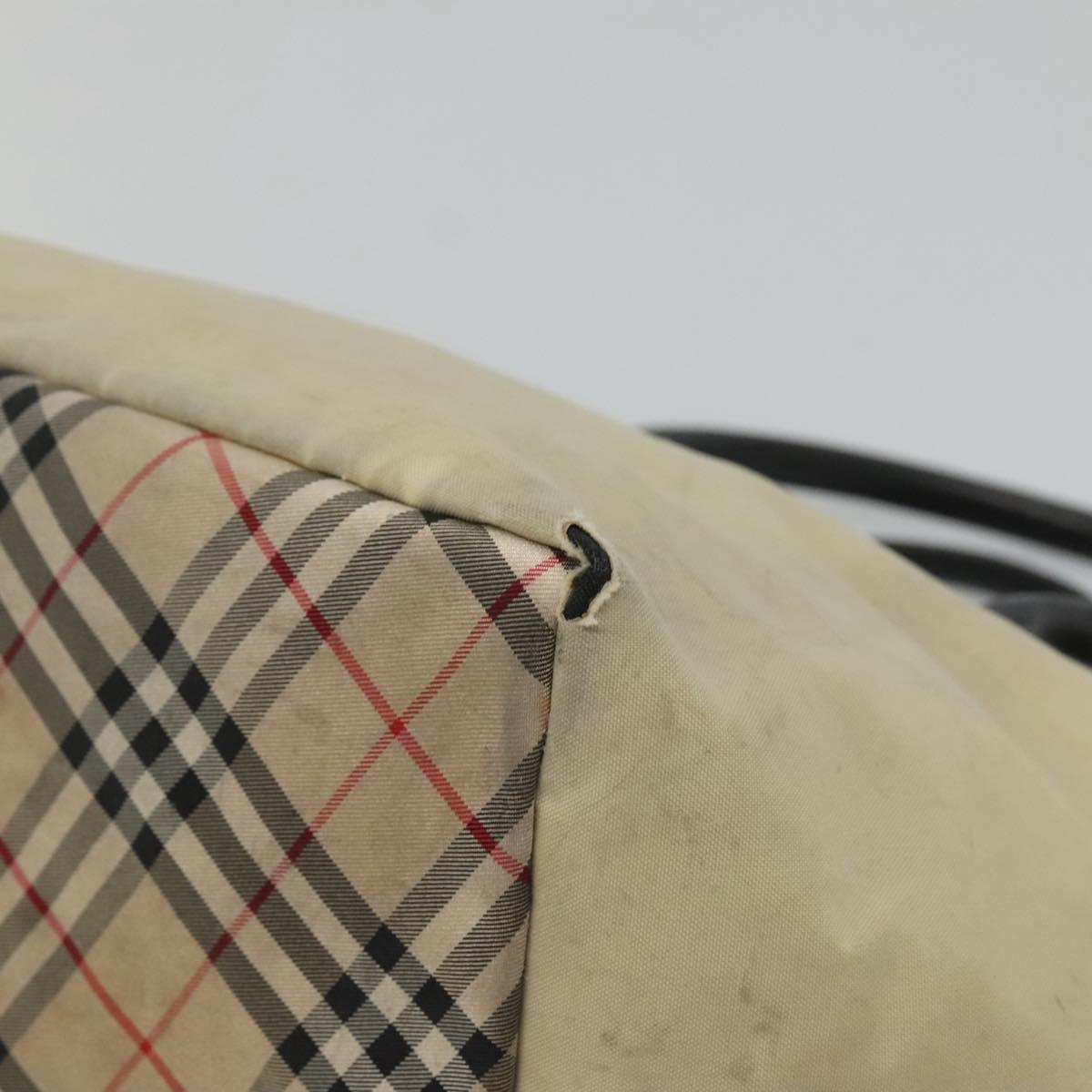 Burberrys Blue Label Tote Bag Nylon Beige Silver Auth ti3066