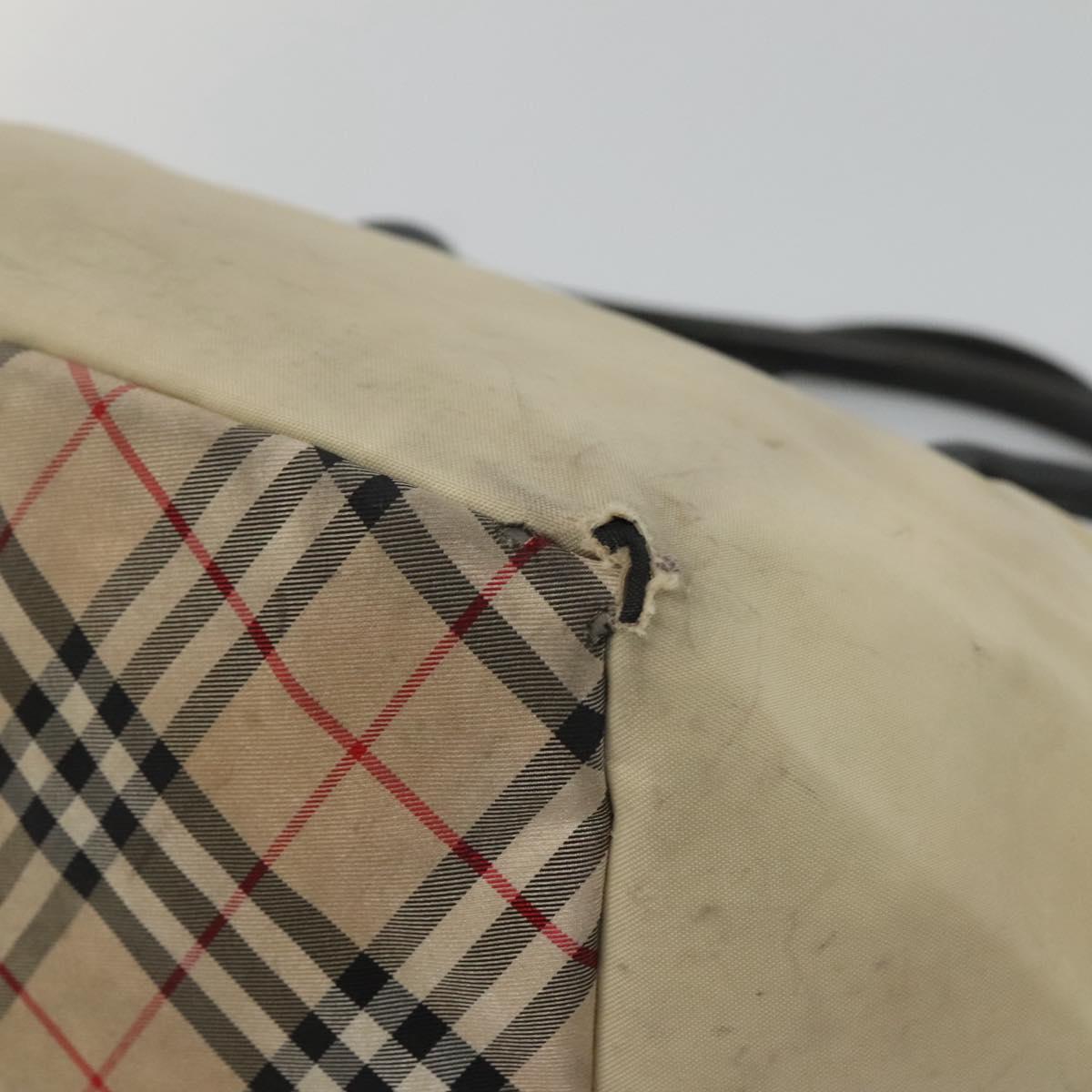 Burberrys Blue Label Tote Bag Nylon Beige Silver Auth ti3066