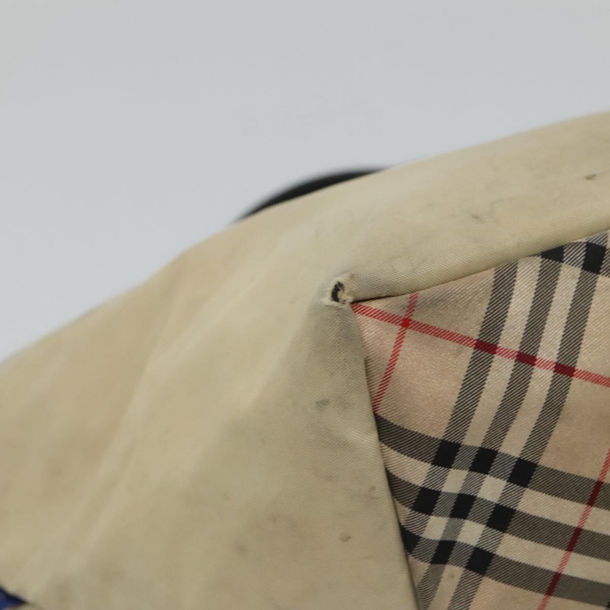 Burberrys Blue Label Tote Bag Nylon Beige Silver Auth ti3066