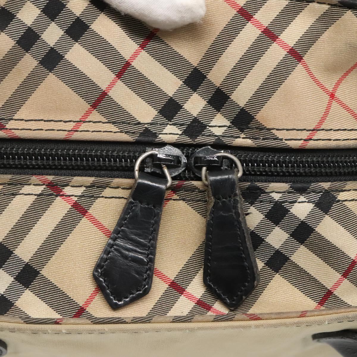 Burberrys Blue Label Tote Bag Nylon Beige Silver Auth ti3066