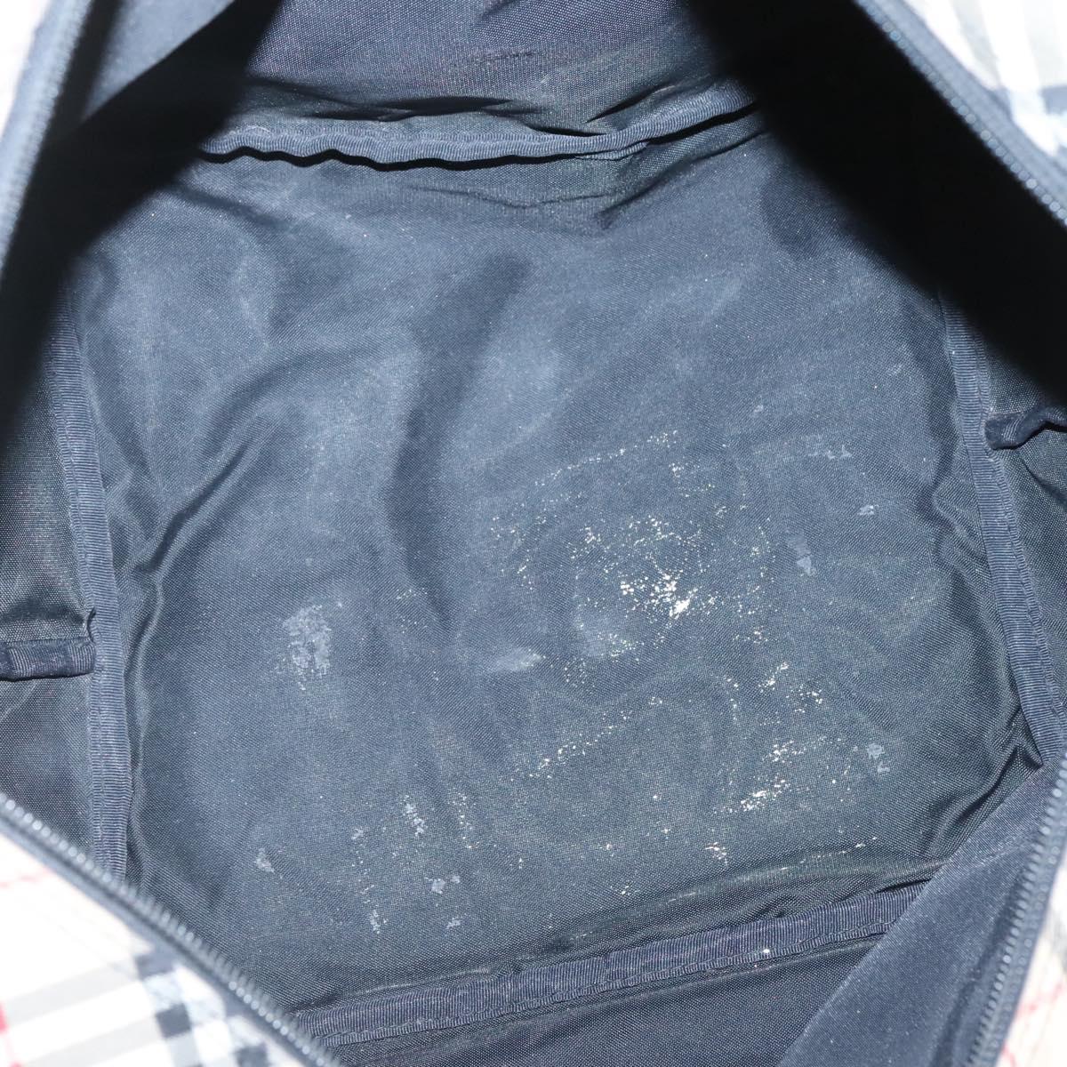 Burberrys Blue Label Tote Bag Nylon Beige Silver Auth ti3066