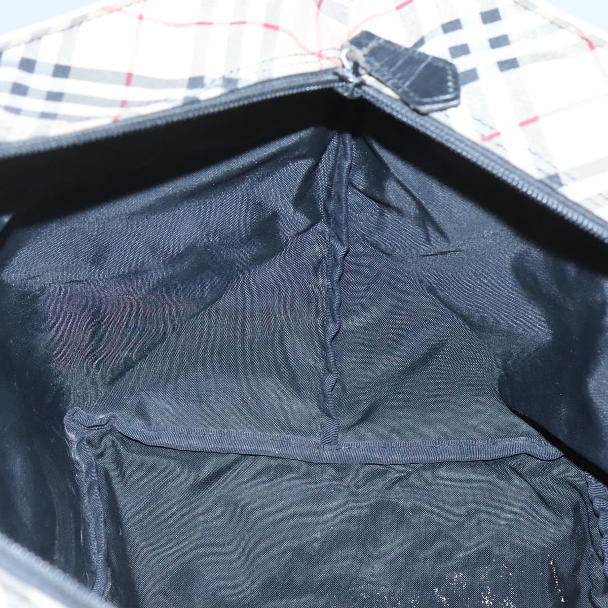 Burberrys Blue Label Tote Bag Nylon Beige Silver Auth ti3066