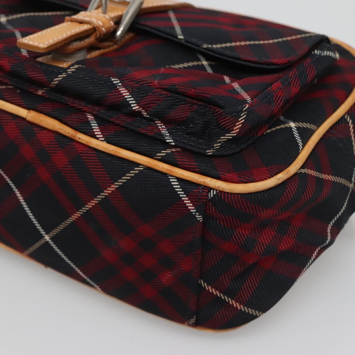 BURBERRY Blue Label Nova Check Shoulder Bag Canvas Red Navy Auth ti3067