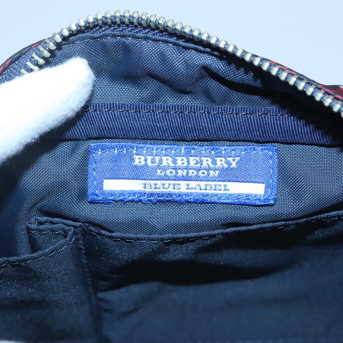 BURBERRY Blue Label Nova Check Shoulder Bag Canvas Red Navy Auth ti3067