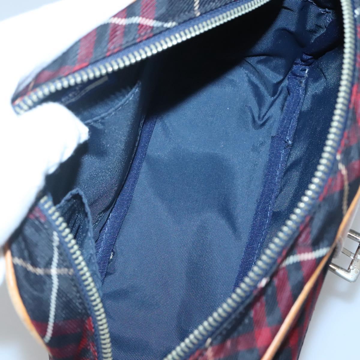 BURBERRY Blue Label Nova Check Shoulder Bag Canvas Red Navy Auth ti3067