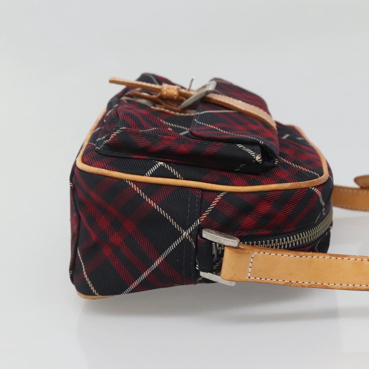 BURBERRY Blue Label Nova Check Shoulder Bag Canvas Red Navy Auth ti3067