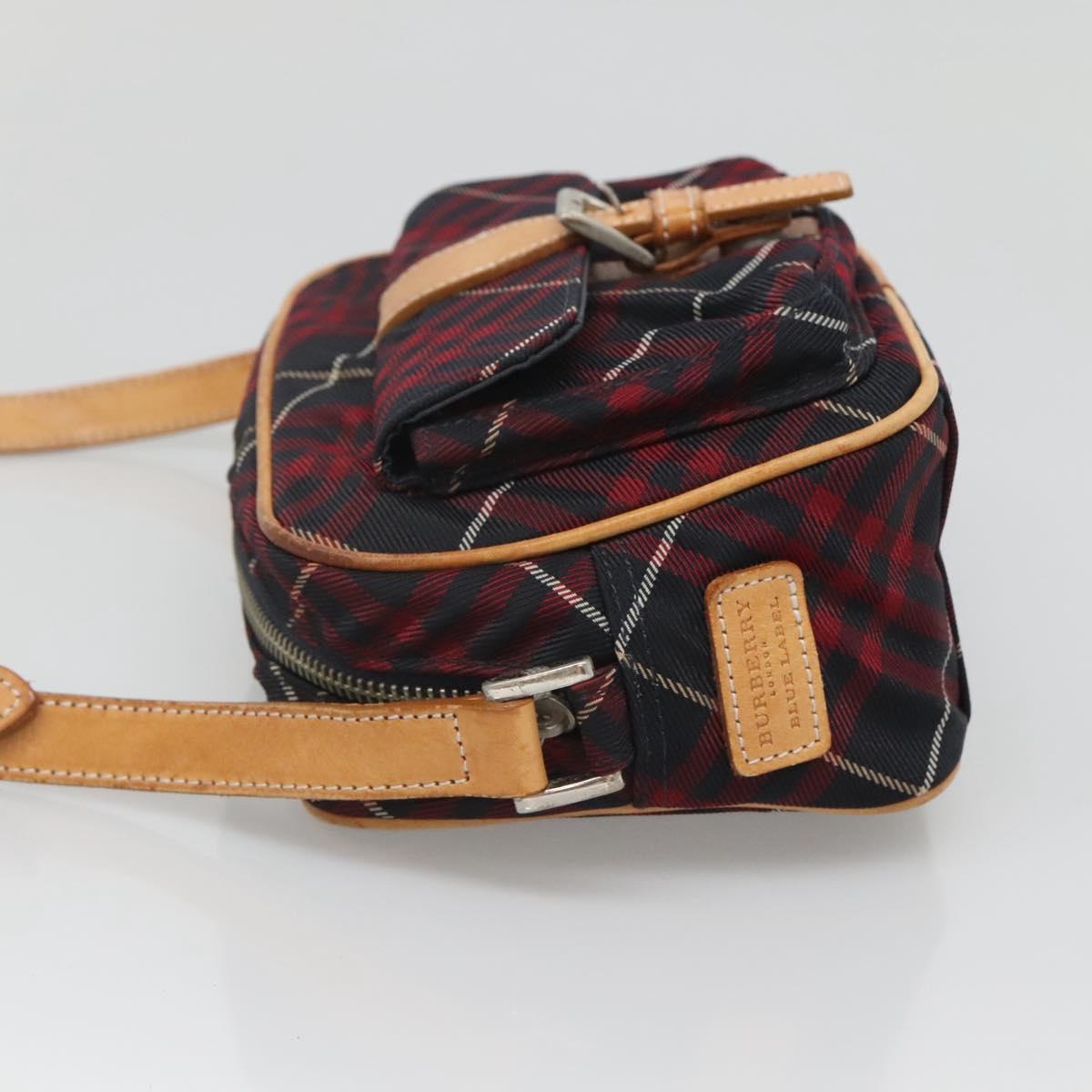 BURBERRY Blue Label Nova Check Shoulder Bag Canvas Red Navy Auth ti3067