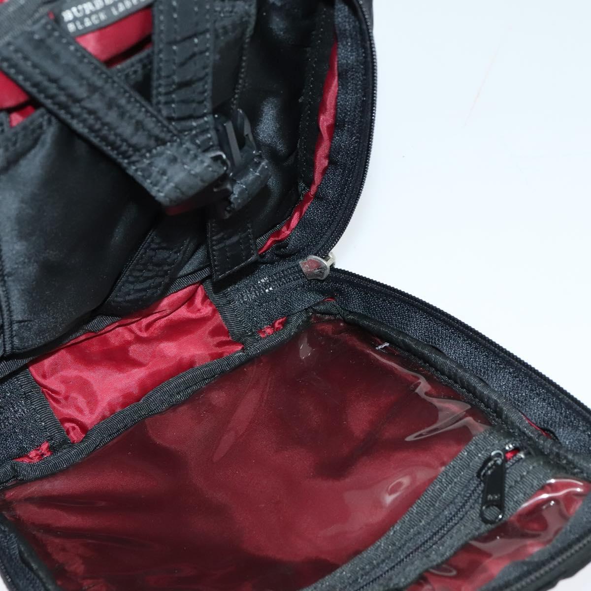 BURBERRY Nova Check Black label Shoulder Bag Nylon Black Silver Auth ti3074