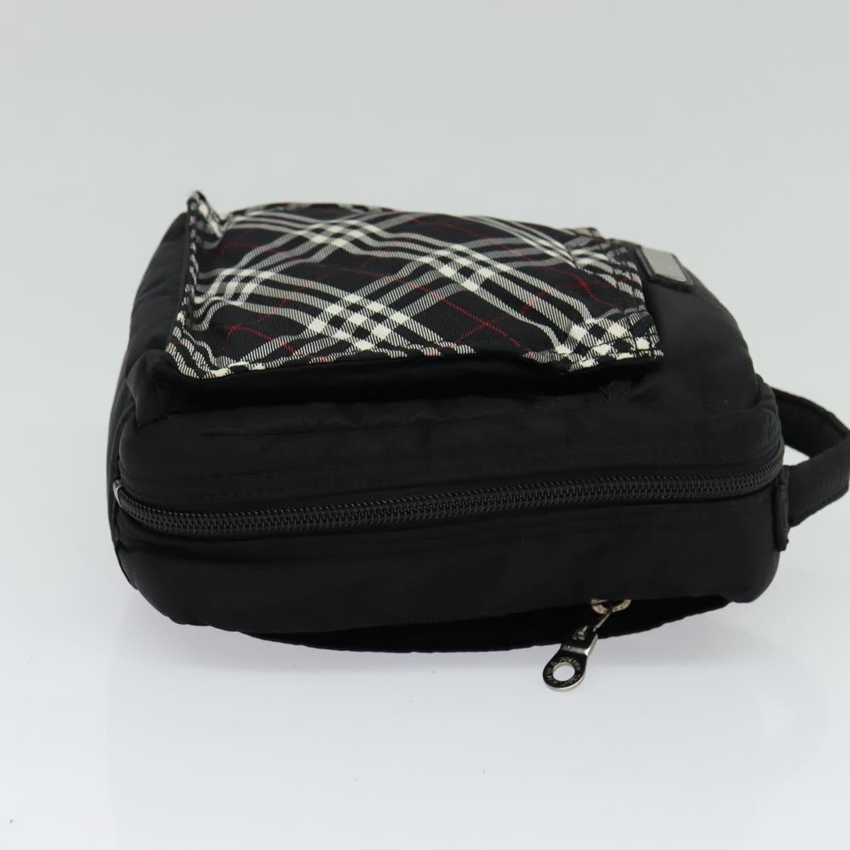 BURBERRY Nova Check Black label Shoulder Bag Nylon Black Silver Auth ti3074