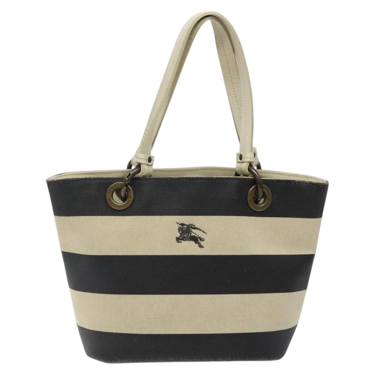 BURBERRY Blue Label Shoulder Bag Canvas Black White Auth ti3081