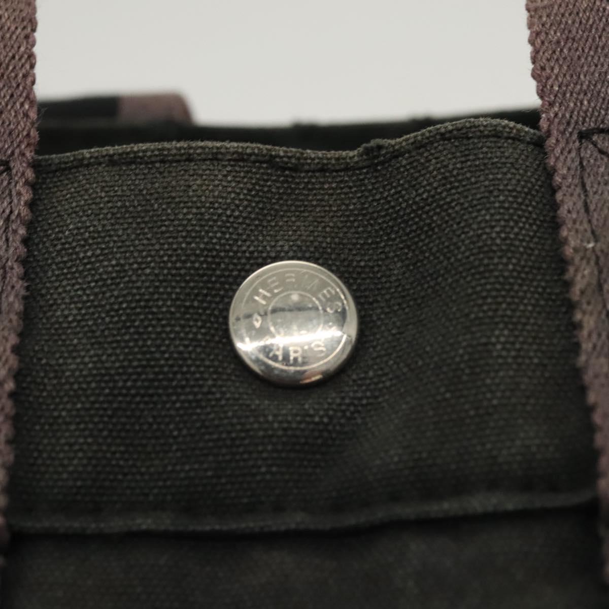 HERMES Fourre Tout PM Hand Bag Canvas Black Silver Auth ti3082