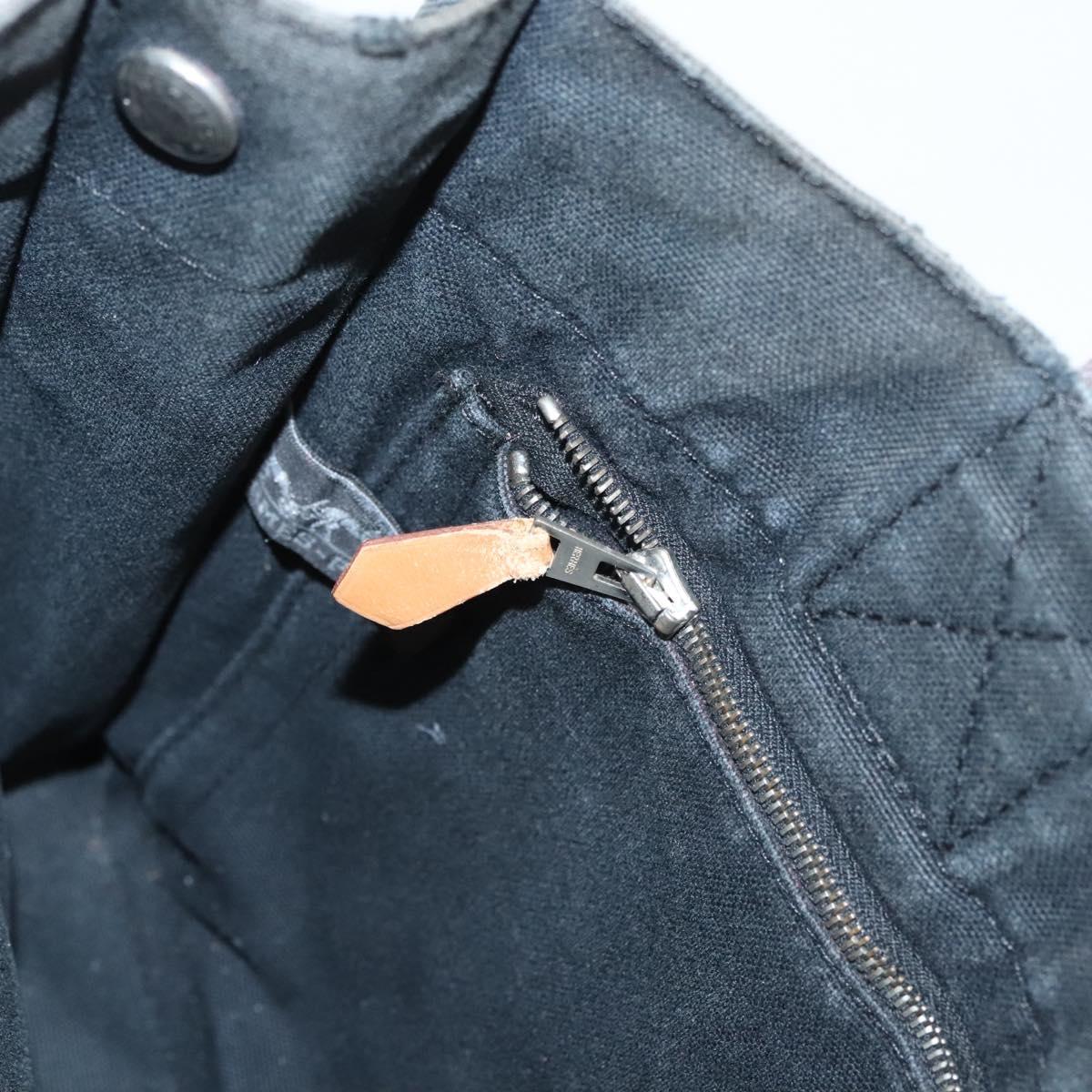 HERMES Fourre Tout PM Hand Bag Canvas Black Silver Auth ti3082