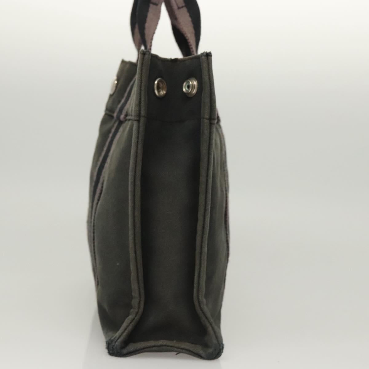 HERMES Fourre Tout PM Hand Bag Canvas Black Silver Auth ti3082
