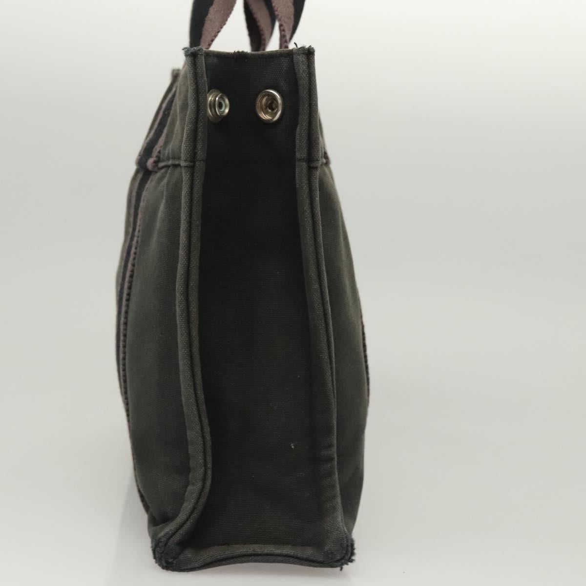 HERMES Fourre Tout PM Hand Bag Canvas Black Silver Auth ti3082