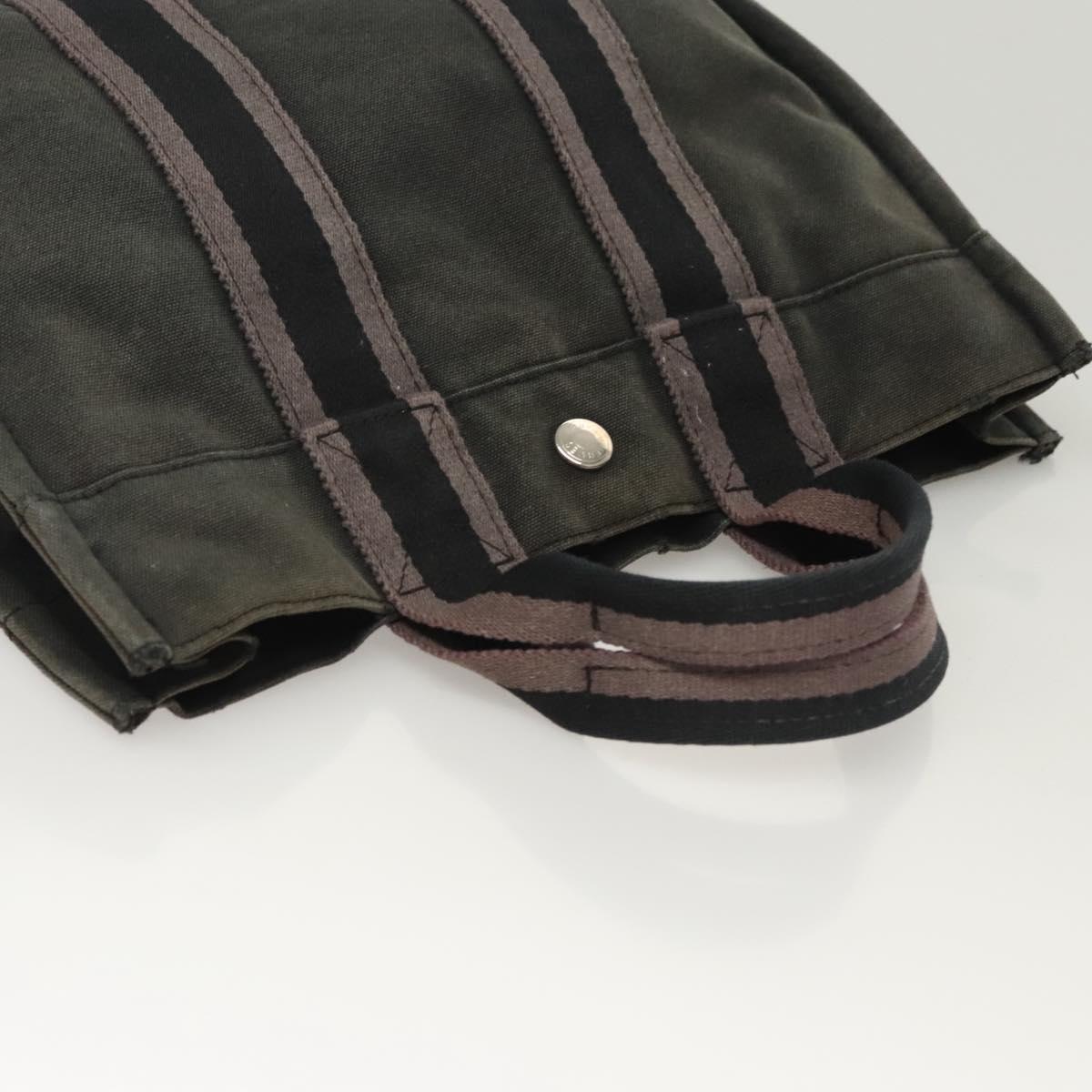 HERMES Fourre Tout PM Hand Bag Canvas Black Silver Auth ti3082