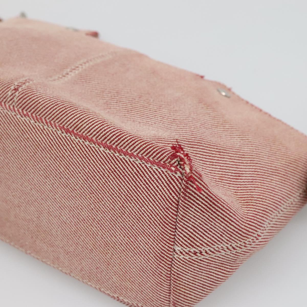 BURBERRY Nova Check Blue Label Shoulder Bag Canvas Red Silver Auth ti3084