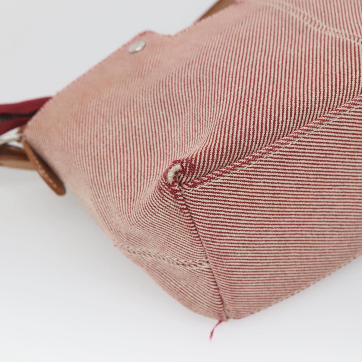 BURBERRY Nova Check Blue Label Shoulder Bag Canvas Red Silver Auth ti3084