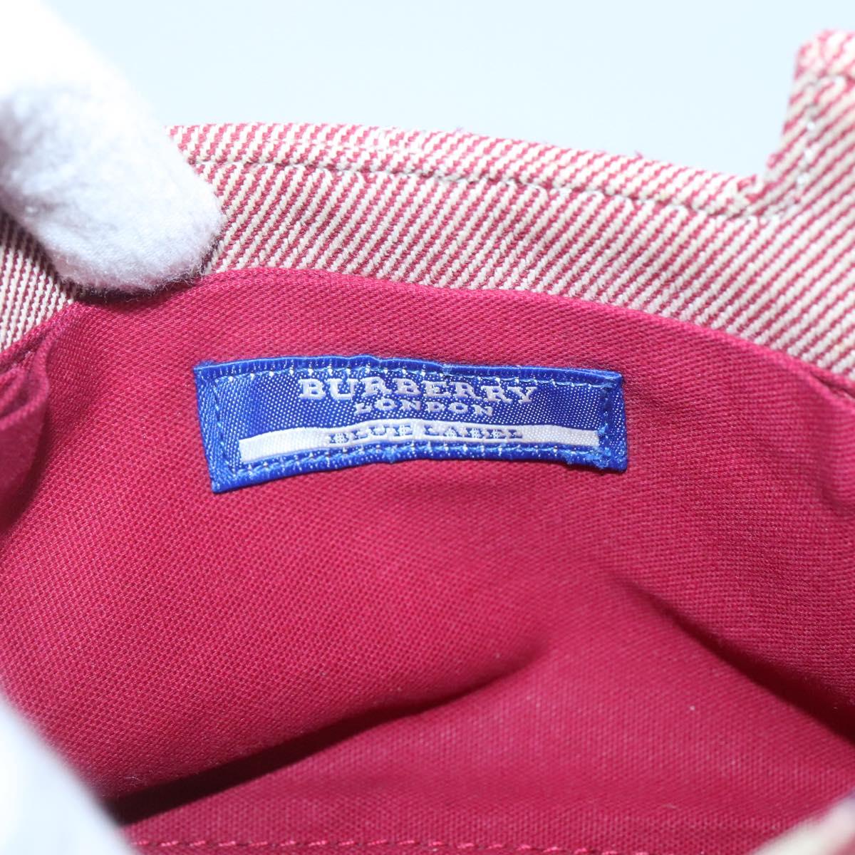 BURBERRY Nova Check Blue Label Shoulder Bag Canvas Red Silver Auth ti3084