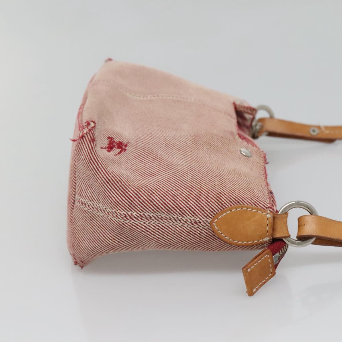 BURBERRY Nova Check Blue Label Shoulder Bag Canvas Red Silver Auth ti3084