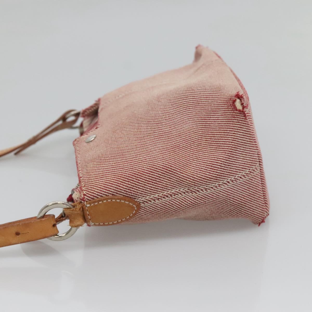 BURBERRY Nova Check Blue Label Shoulder Bag Canvas Red Silver Auth ti3084