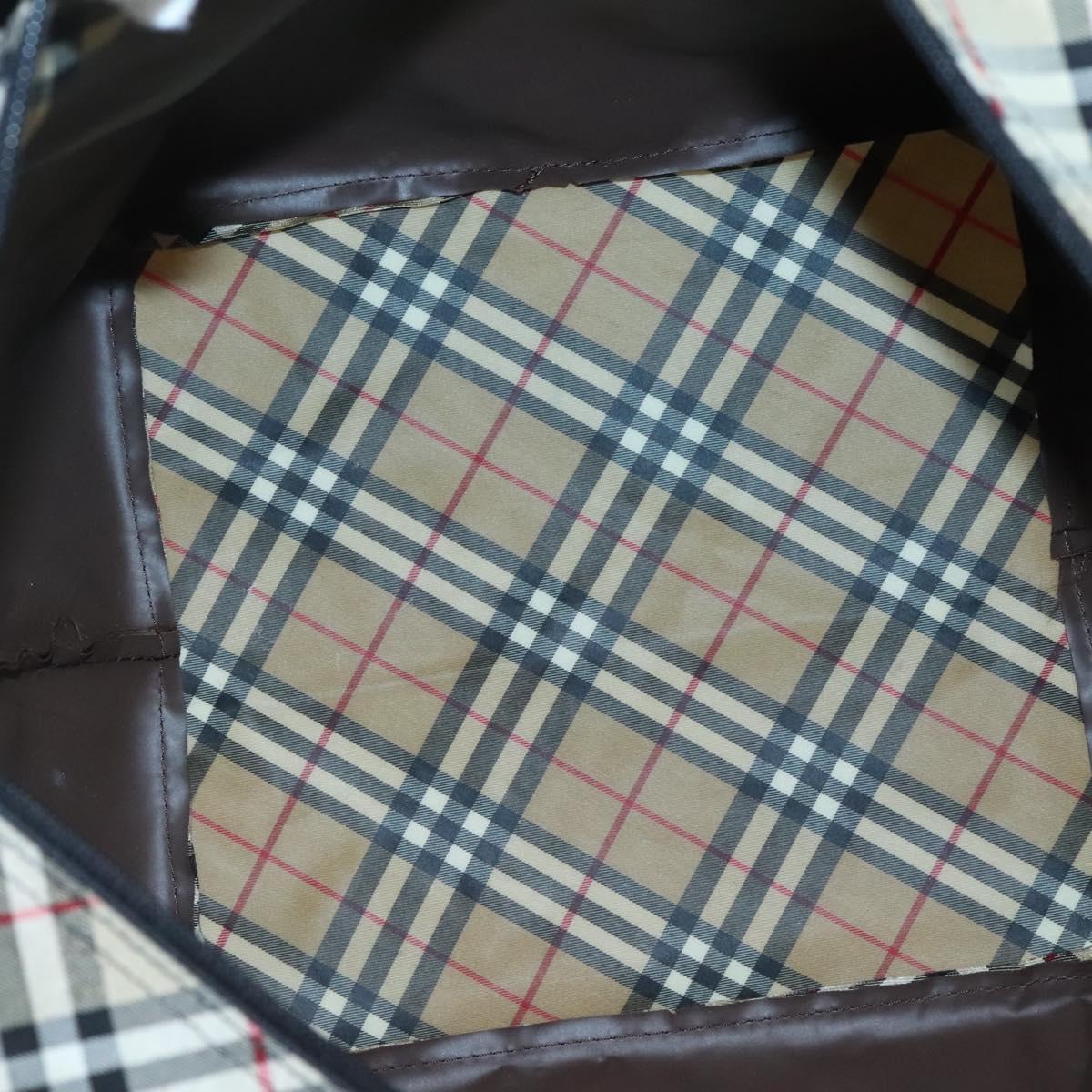 Burberrys Nova Check Tote Bag Nylon Brown Auth ti3085