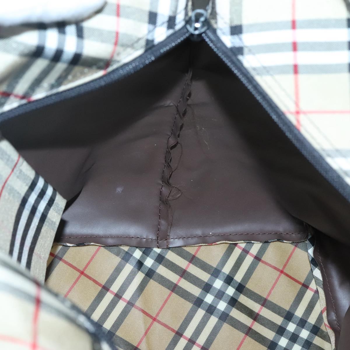 Burberrys Nova Check Tote Bag Nylon Brown Auth ti3085