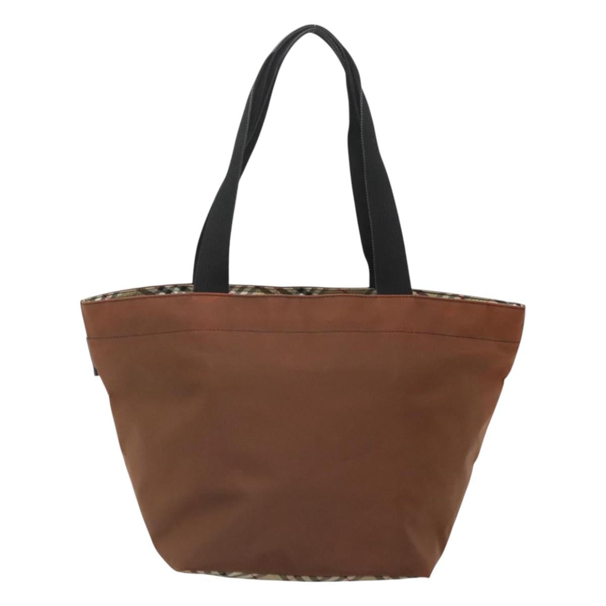 Burberrys Nova Check Tote Bag Nylon Brown Auth ti3085