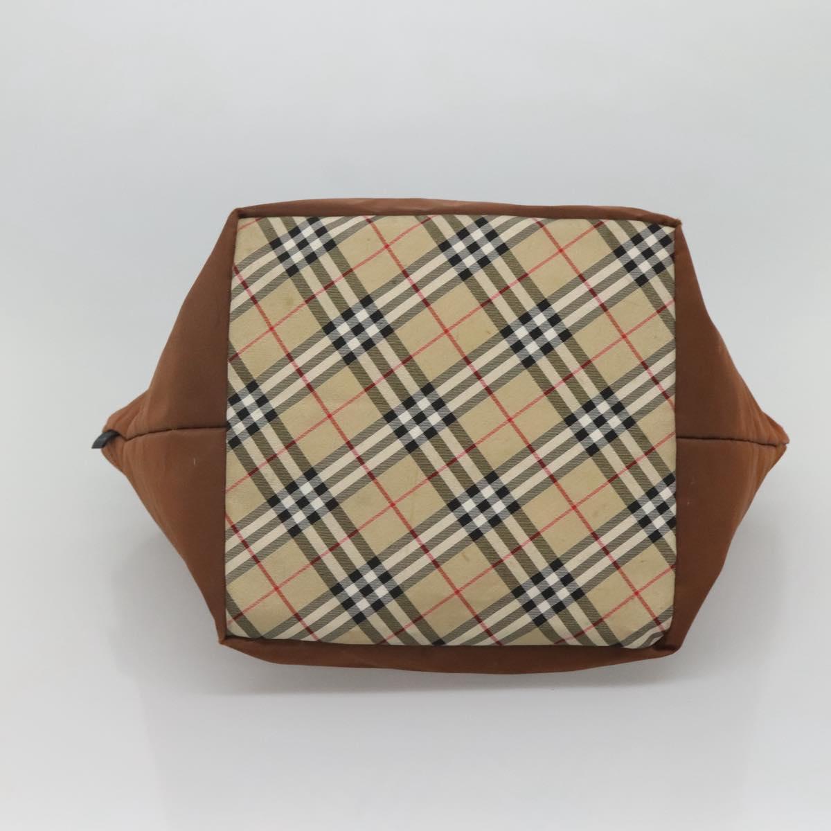 Burberrys Nova Check Tote Bag Nylon Brown Auth ti3085