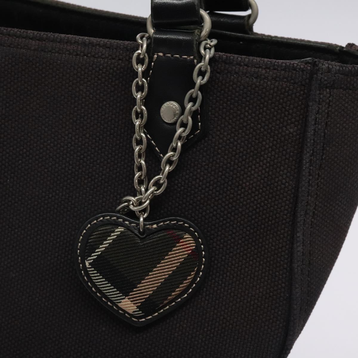 BURBERRY Hand Bag Canvas Black Silver Auth ti3087
