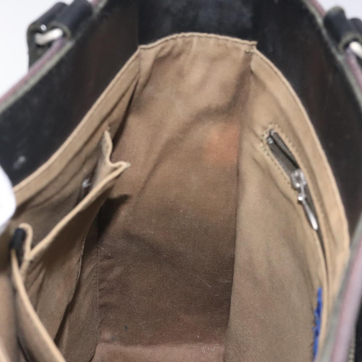 BURBERRY Hand Bag Canvas Black Silver Auth ti3087