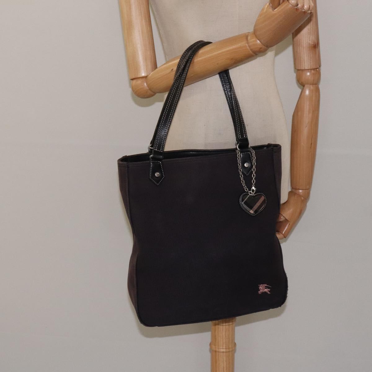 BURBERRY Hand Bag Canvas Black Silver Auth ti3087