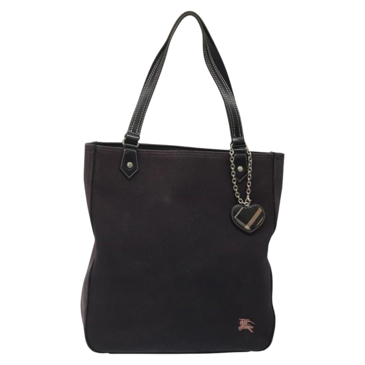 BURBERRY Hand Bag Canvas Black Silver Auth ti3087