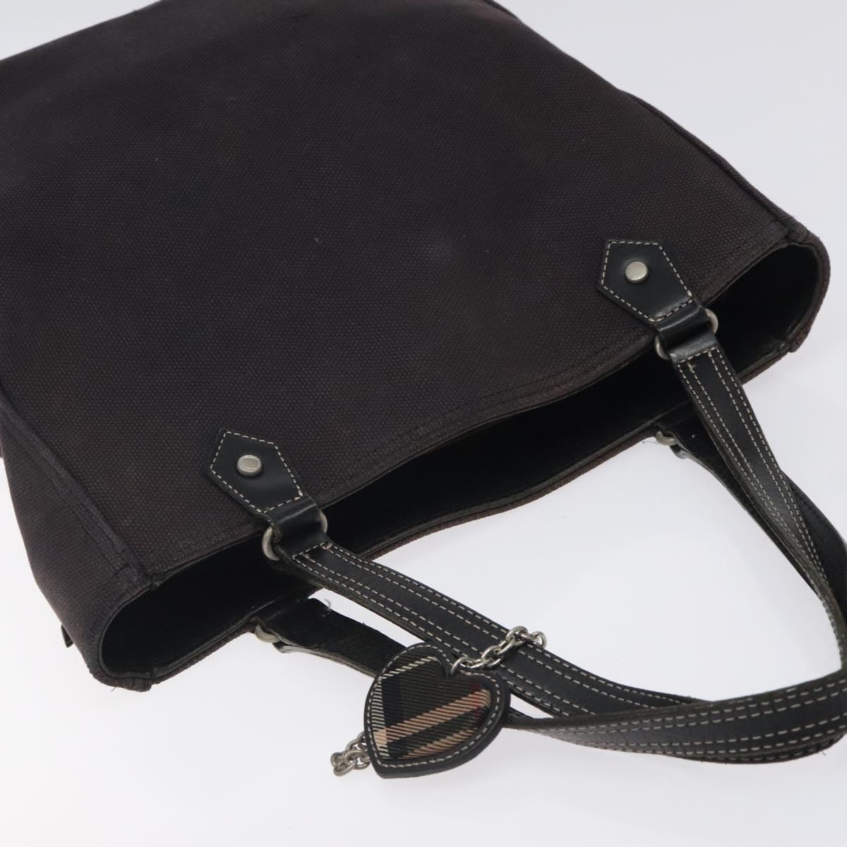 BURBERRY Hand Bag Canvas Black Silver Auth ti3087