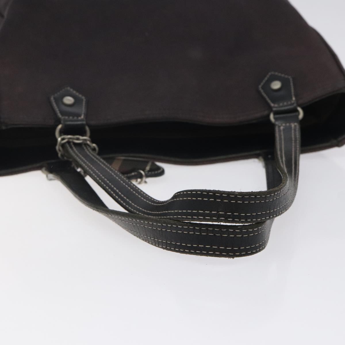 BURBERRY Hand Bag Canvas Black Silver Auth ti3087