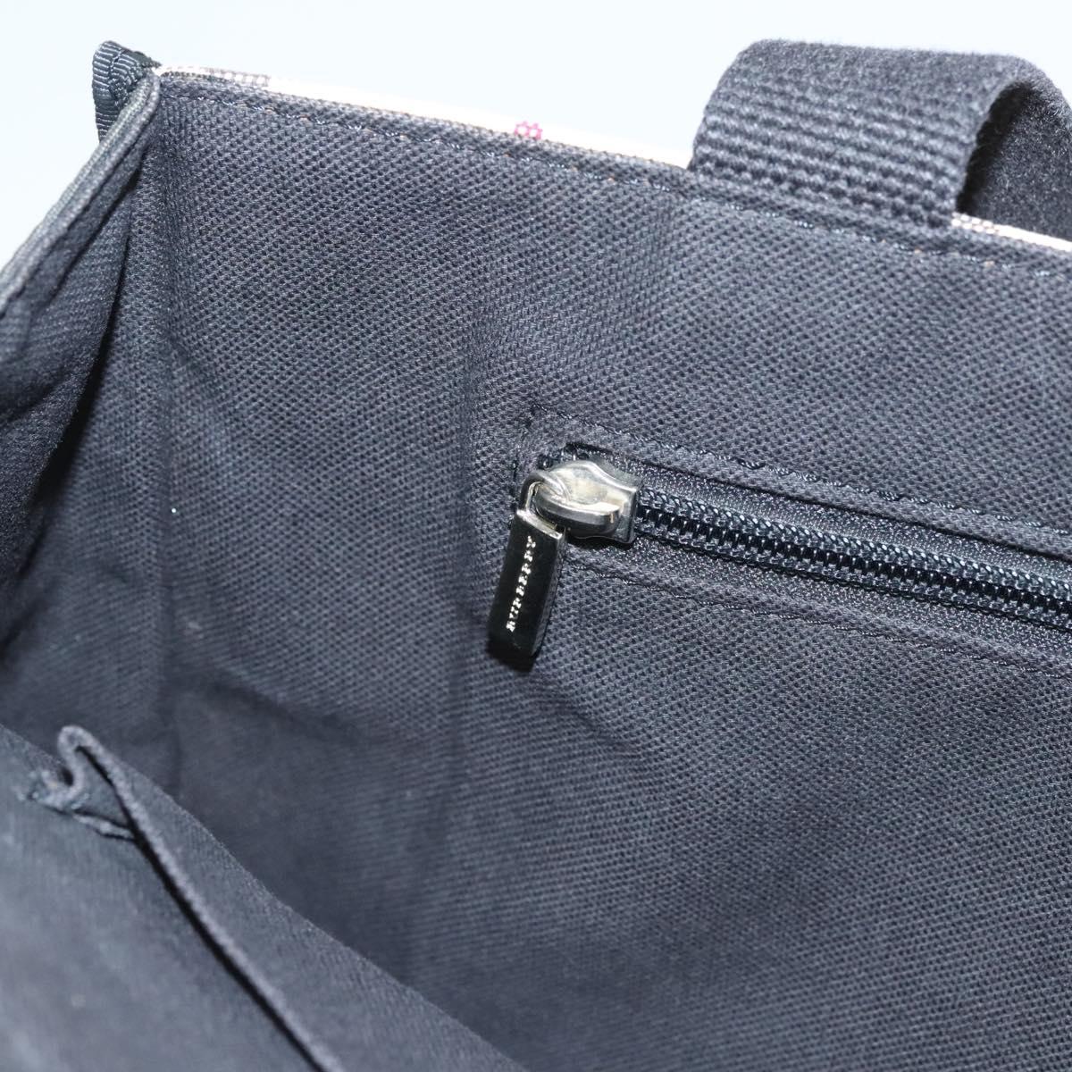 BURBERRY Nova Check Hand Bag Canvas Beige Silver Auth ti3089