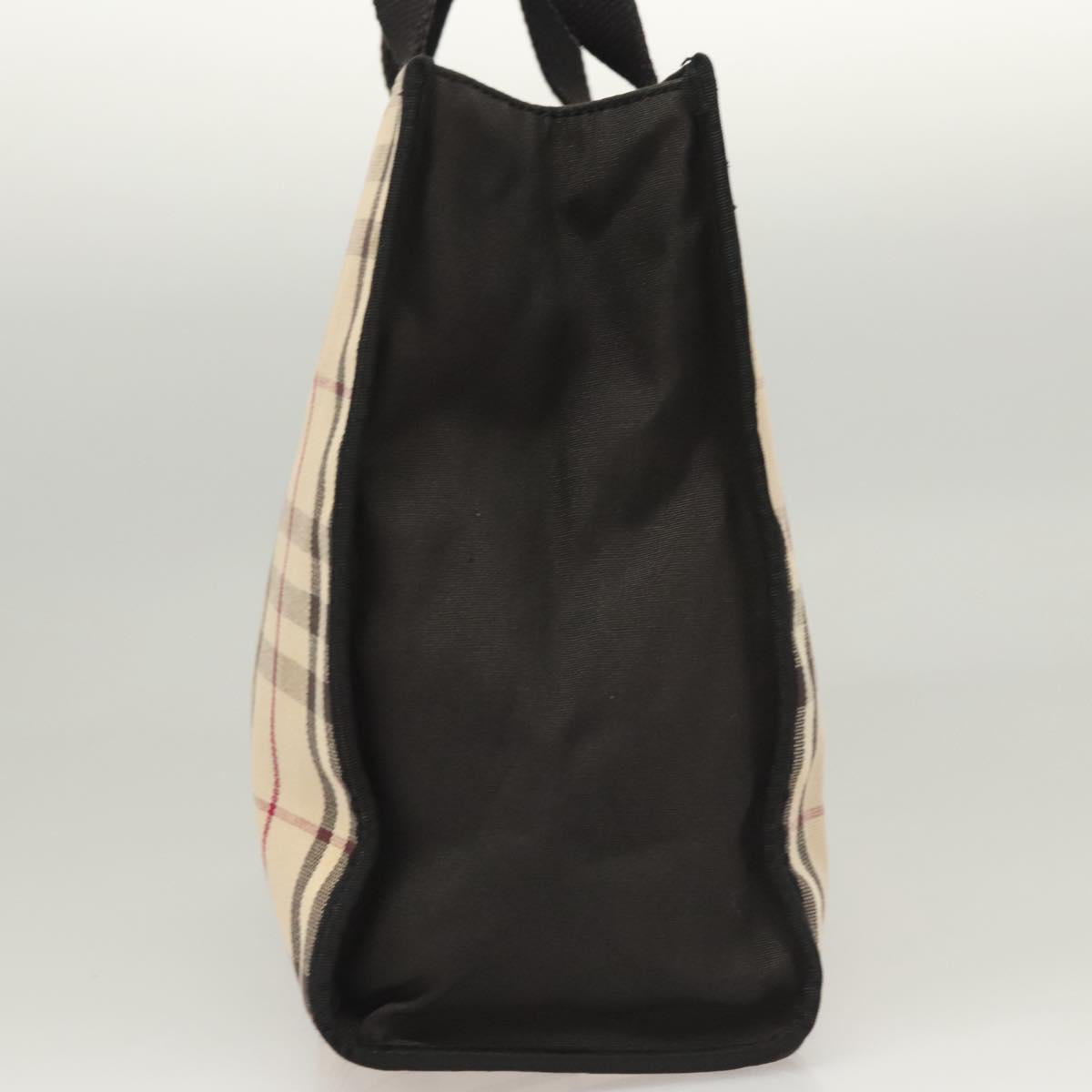 BURBERRY Nova Check Hand Bag Canvas Beige Silver Auth ti3089