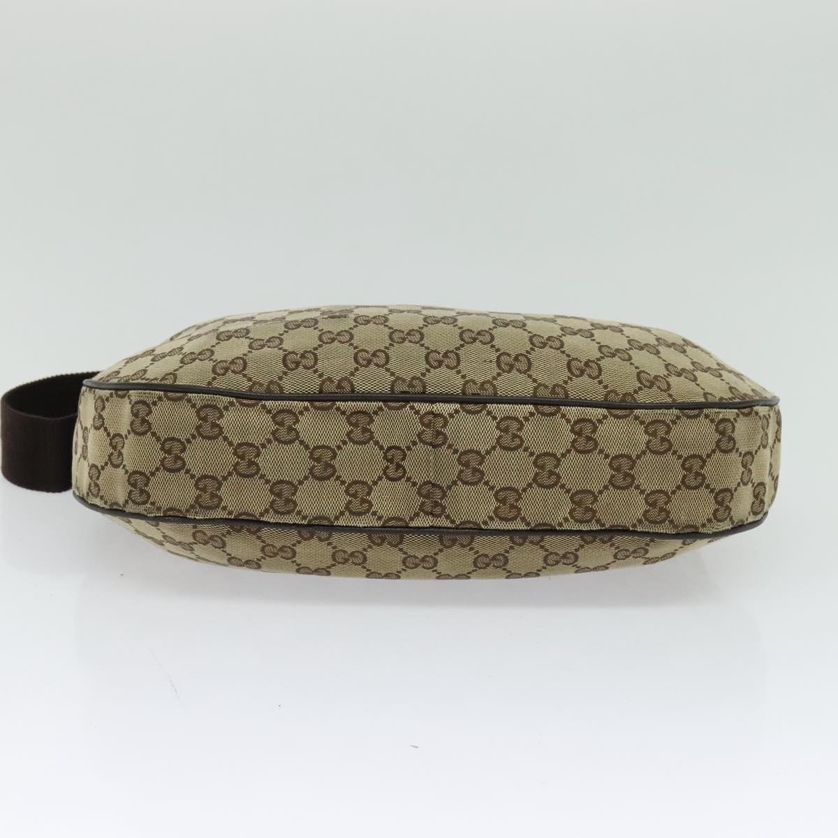 GUCCI GG Canvas Shoulder Bag Beige Silver 122790 Auth ti3091