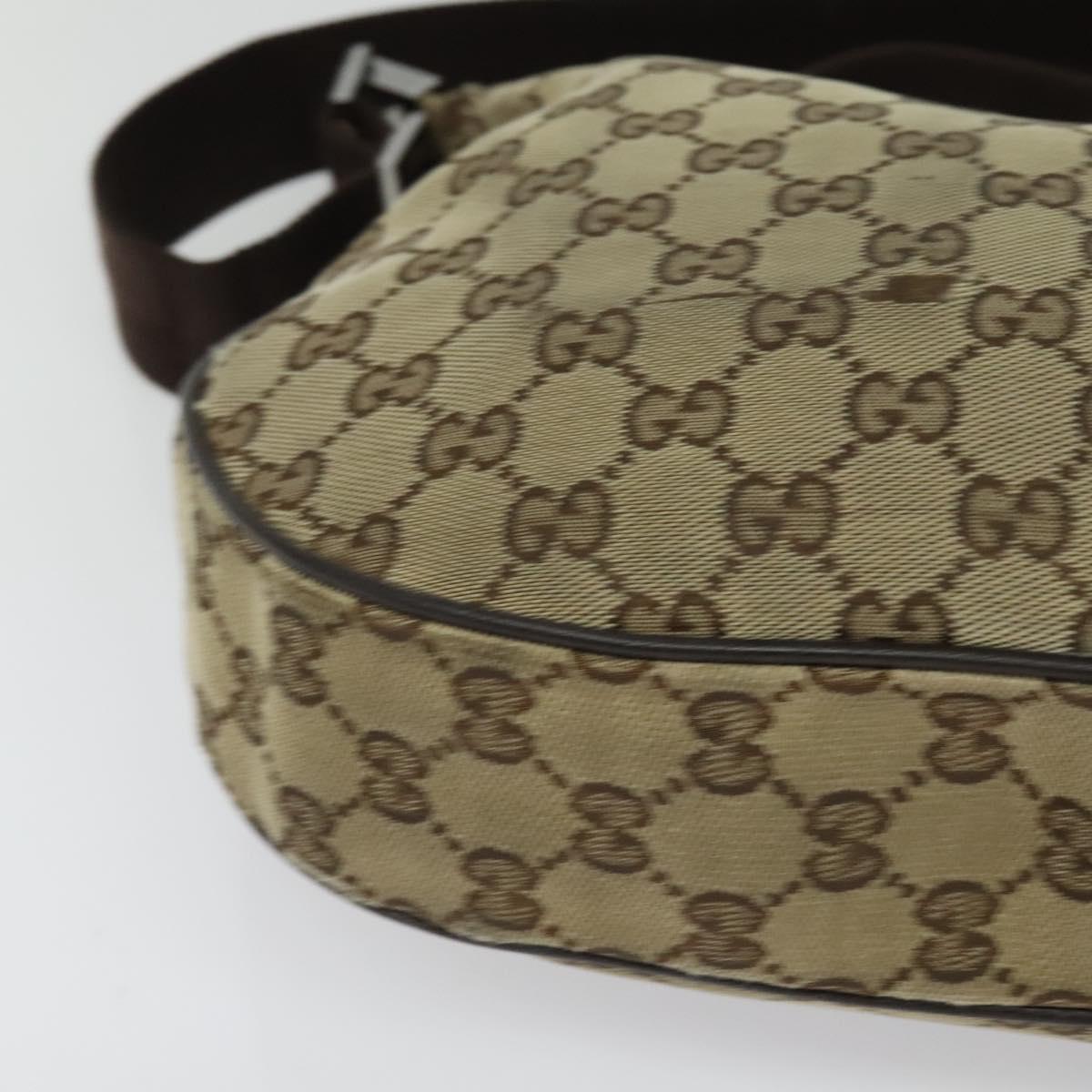 GUCCI GG Canvas Shoulder Bag Beige Silver 122790 Auth ti3091